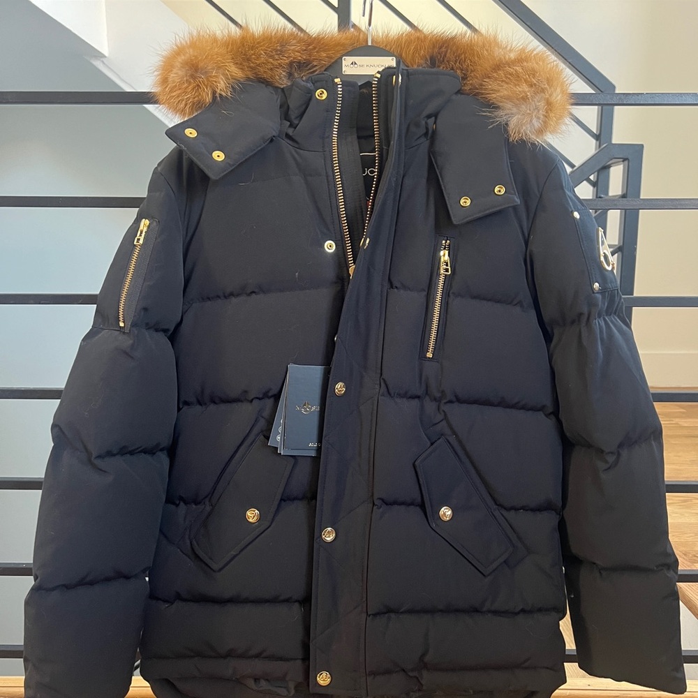 Big kids black parka with fur trim detachable hood